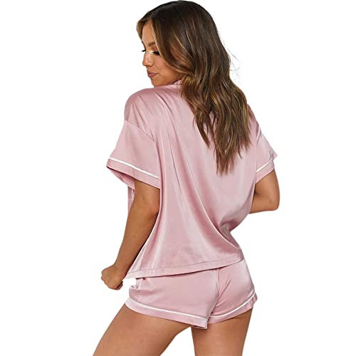 Womens Pajama Sets Comfy Pajamas Solid Ladies Pyjamas Set Short Sleeve Soft Nightwear Sleepwear Summer Pjs