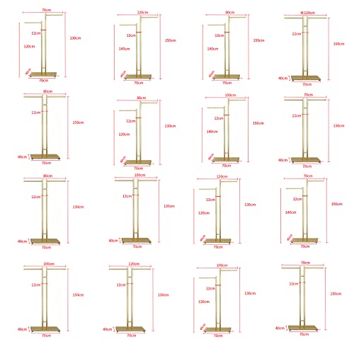 Gold Metal Pipe Clothing Rack,2 Rods Clothes Rack Garment Rack,heavy Duty Clothing Rack For Hanging Clothes,free-standing Close Organizer,clothing Store Display Stand(130x70cm(51x28inch), Gold A)