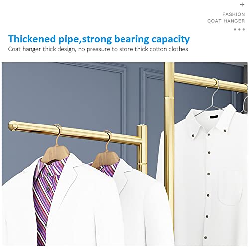 Gold Metal Pipe Clothing Rack,2 Rods Clothes Rack Garment Rack,heavy Duty Clothing Rack For Hanging Clothes,free-standing Close Organizer,clothing Store Display Stand(130x70cm(51x28inch), Gold A)