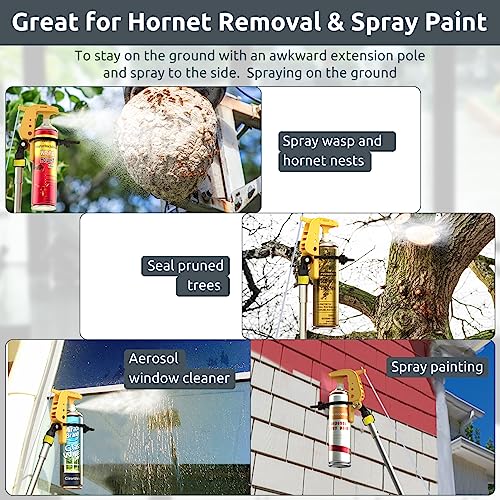 Spray Can Extension Pole Adaptor, Sprayer Adaptor for Aerosol Can and Powder Duster, Adjustable Angle, Perfect for Wasp & Hornet Spray, Dusting Carpenter Bees or Dusting Gardens, Fruit Trees.