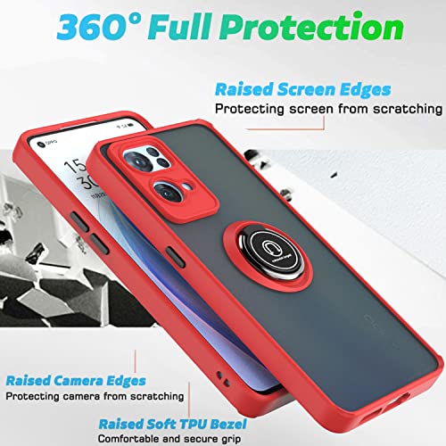 Case for Oppo Reno 7 4G with Ring Kickstand - Soft Skin Feeling - Semitransparent - Anti-Scratch Liquid Silicone Shock-Absorbing (Blue, Reno 7)
