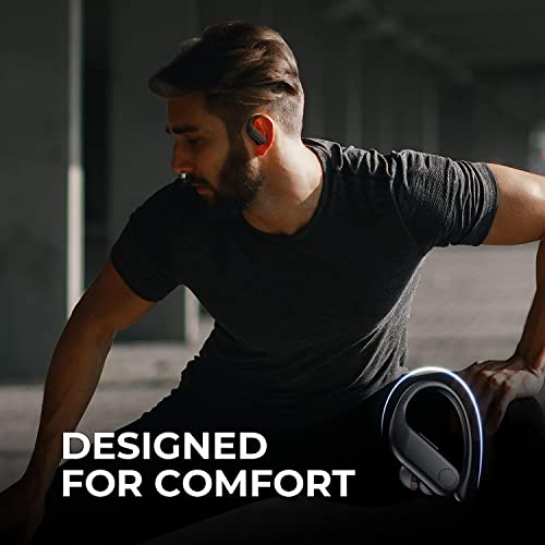 fojep Wireless Earbuds Bluetooth Headphones 100hrs Play Back Sport Earphones Built in Noise Cancellation Mic with Charging Case Digital Display, Sweatproof Stereo Sound Headphones with Over Earhooks