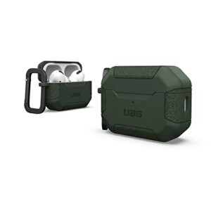urban armor gear uag-approgen2s-ol case for apple airpods pro 2nd generation (impact resistant, carabiner included, magsafe charging, scout olive