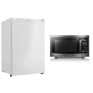 danby dar044a4wdd-6 4.4 cu.ft. mini fridge, compact refrigerator & toshiba em131a5c-bs countertop microwave ovens 1.2 cu ft, 12.4" removable turntable smart humidity sensor