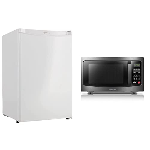 Danby DAR044A4WDD-6 4.4 Cu.Ft. Mini Fridge, Compact Refrigerator & TOSHIBA EM131A5C-BS Countertop Microwave Ovens 1.2 Cu Ft, 12.4" Removable Turntable Smart Humidity Sensor