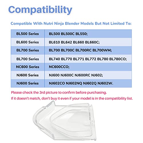 Blender 72 oz Pitcher Pour Spout Cover Flap Lid Jar Top Replacement Part Compatible with Ninja 1200 1300 1500 Watt BL500 BL550 BL500C BL610 BL642 BL660 BL700 BL740 BL770 BL772 BL780 NJ600 NJ600C