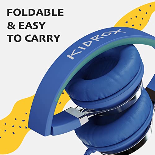 Kidrox Wired Headphones for Kids for School – Kids Headphones Wired with Microphone – Wired Kid Headphones Boys, Headphones Kids, Head Phones for iPad for Kids, Childrens Headphones, Child Headphones