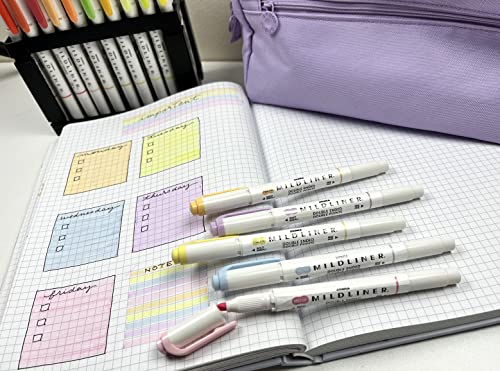 Zebra Pen Mildliner Double Ended Highlighter Set, Chisel and Bullet Point Tips, Assorted Neutral and Gentle Ink Colors, 10-Pack (78701)