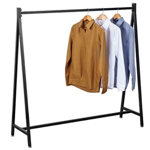 MyGift 57 Inch Large Modern Black Heavy Duty Metal Wardrobe Clothing Rack, A-Frame Commercial Grade Freestanding Garment Hanger for Bedroom Closet or Retail Display Stand
