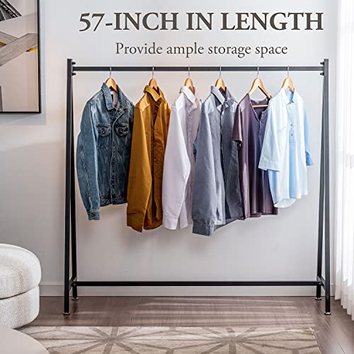 MyGift 57 Inch Large Modern Black Heavy Duty Metal Wardrobe Clothing Rack, A-Frame Commercial Grade Freestanding Garment Hanger for Bedroom Closet or Retail Display Stand