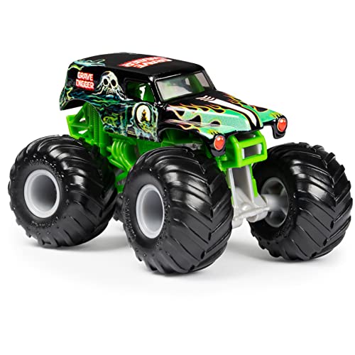 Monster Jam Grave Digger Monster Truck 5pc Value Pack: 1:64 Scale Retro Die-Cast Gift Set with Iconic Models (1982-2005) Chrome Rims and BKT Tires - Authentic Collectible for Fans & Birthday Parties