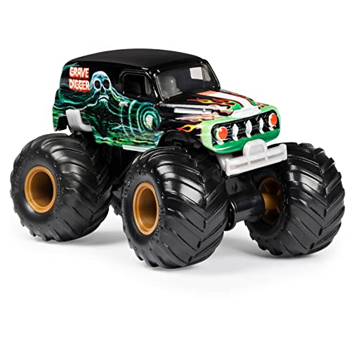 Monster Jam Grave Digger Monster Truck 5pc Value Pack: 1:64 Scale Retro Die-Cast Gift Set with Iconic Models (1982-2005) Chrome Rims and BKT Tires - Authentic Collectible for Fans & Birthday Parties