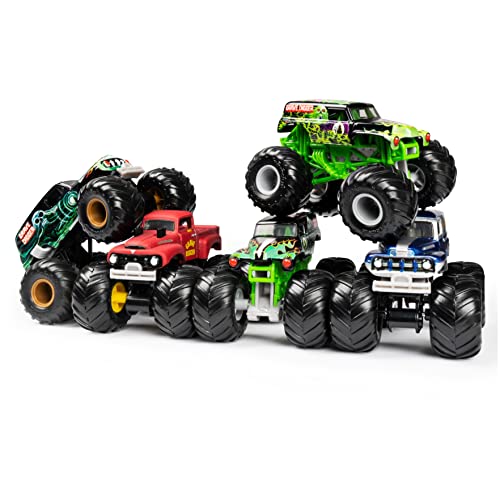 Monster Jam Grave Digger Monster Truck 5pc Value Pack: 1:64 Scale Retro Die-Cast Gift Set with Iconic Models (1982-2005) Chrome Rims and BKT Tires - Authentic Collectible for Fans & Birthday Parties