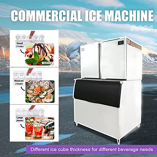 HPDAVV Commercial Ice Maker 2000lbs/24H 220V 1003lbs Ice Storage Capacity Automatic Cleaning Ice Machine Professional Refrigeration Equipment