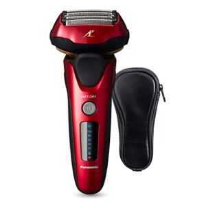 panasonic arc5 electric razor for men with pop-up trimmer, wet dry 5-blade electric shaver with intelligent shave sensor and 16d flexible pivoting head - es-alv6hr (red)