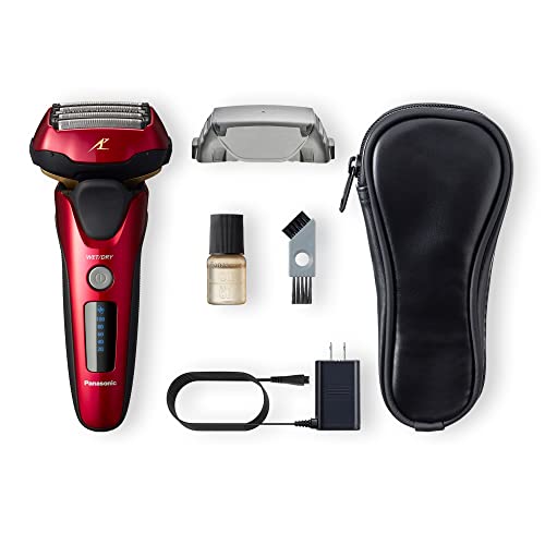 Panasonic ARC5 Electric Razor for Men with Pop-up Trimmer, Wet Dry 5-Blade Electric Shaver with Intelligent Shave Sensor and 16D Flexible Pivoting Head - ES-ALV6HR (Red)