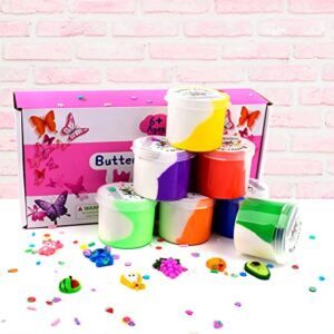 7 Pack Butter Slime Kit for Girls,Rainbow Slime Kits, Non-Sticky and Soft Slime for Boys, Scented Slime Party Favors, Birthday Gift, Stress Relief Toy for Kids.