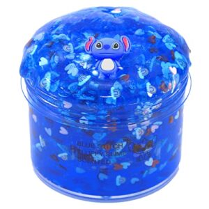 hfchupin blue crunchy crystal slime,super soft sludge toy,birthday gifts for kids,diy crystal glue boba slime party favor for girls & boys.
