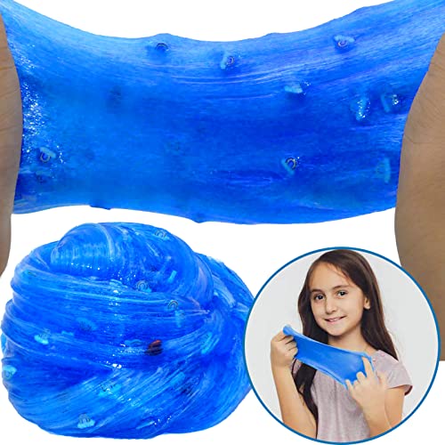 HFCHUPIN Blue Crunchy Crystal Slime,Super Soft Sludge Toy,Birthday Gifts for Kids,DIY Crystal Glue Boba Slime Party Favor for Girls & Boys.