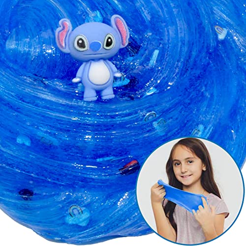 HFCHUPIN Blue Crunchy Crystal Slime,Super Soft Sludge Toy,Birthday Gifts for Kids,DIY Crystal Glue Boba Slime Party Favor for Girls & Boys.