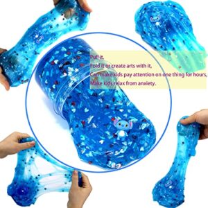 HFCHUPIN Blue Crunchy Crystal Slime,Super Soft Sludge Toy,Birthday Gifts for Kids,DIY Crystal Glue Boba Slime Party Favor for Girls & Boys.