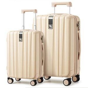 hanke 20/29 inch 2 piece luggage sets pc lightweight hardshell suitcases with spinner wheels & tsa lock, extra large rolling travel luggage, nestable storage 2 piece set 20/29（cuba sand）