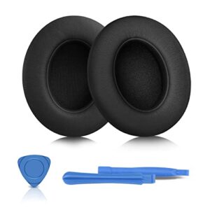 elzo replacement ear pads cushions for beats studio 2 & studio 3 wired & wireless headphones, earpads with soft protein leather, noise isolation memory foam, black