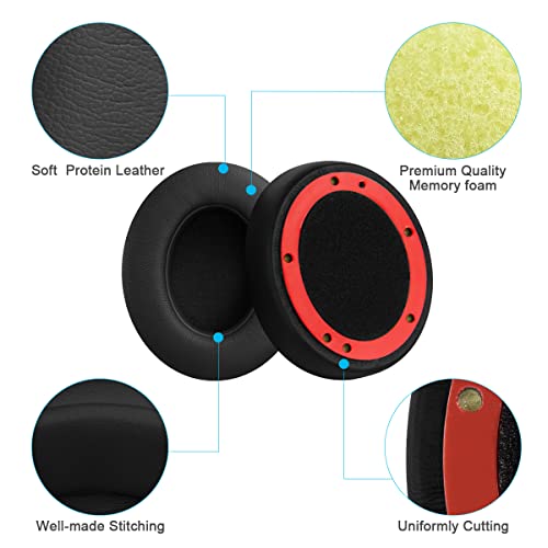 ELZO Replacement Ear Pads Cushions for Beats Studio 2 & Studio 3 Wired & Wireless Headphones, Earpads with Soft Protein Leather, Noise Isolation Memory Foam, Black