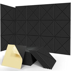 sonicism 20 pack x-lined acoustic panels with self-adhesive, 12" x 12" x 0.4" sound proof foam panels, decorative soundproof wall panels, sound absorbing tile for home & offices,black