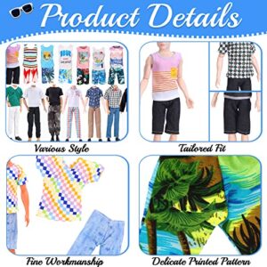 28 Pcs Doll Clothes and Accessories for Ken Doll, 11.5 Inch Doll Outfit Including 1 Casual Set 1 Shirt 1 T-Shirt 2 Vest 5 Cotta 7 Shorts 1 Glasses 5 Coat Hanger 2 Shoes for Girls Birthday Gifts