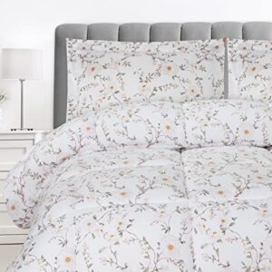 utopia bedding queen comforter set (vintage floral) with 2 pillow shams - bedding comforter sets - down alternative comforter - soft and comfortable - machine washable