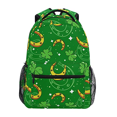 JHKKU Irish St Patrick's Lucky Shamrock Backpack Student Shoulders Bag for Girls Boys Lightweight School bags Travel Laptop Bag M