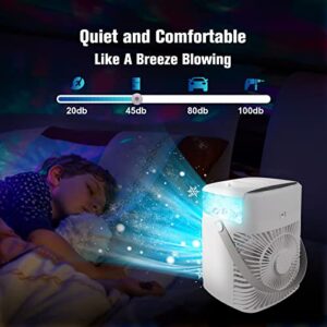 Mini Air Conditioner, Rechargeable 3 Speeds 450ML Water Tank Room Evaporative Air Cooler with Timer, Aromatherapy Notch, Spray Function, Personal Air Conditioner for Bedroom, Office, Desk