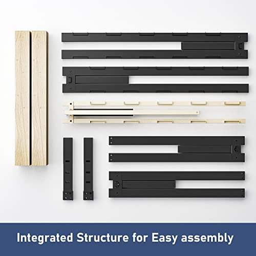 Cleaniago Full Size Bed Frame, Extra Sturdy and 3" Wide Wooden Slats with Better Support for Mattress, No Sag, No Slip, No Box Spring Needed, Noise Free, Anti-Slip, Easy Assembly, Black