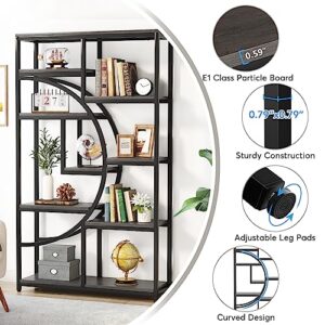 Tribesigns Bookshelf Industrial 5 Tier Etagere Bookcase, Freestanding Tall Bookshelves Display Shelf Storage Organizer with 9-Open Storage Shelf for Living Room, Bedroom (Rustic Gray and Black)