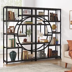 Tribesigns Bookshelf Industrial 5 Tier Etagere Bookcase, Freestanding Tall Bookshelves Display Shelf Storage Organizer with 9-Open Storage Shelf for Living Room, Bedroom (Rustic Gray and Black)