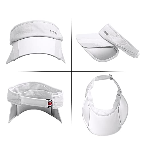 Peicees Wide Brim Visor Hat for Women Golf Visor Cap Sun Protection Hat for Beach Garden Tennis Running Sunshade Hat White