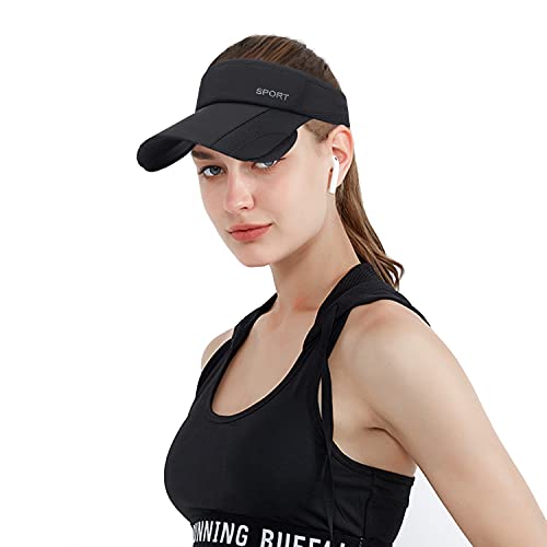 Peicees Wide Brim Visor Hat for Women Golf Visor Cap Sun Protection Hat for Beach Garden Tennis Running Sunshade Hat White