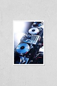 wall art poster print of dj mixer with headphones at a nightclub
