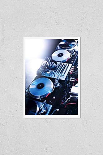 Wall Art Poster Print of Dj Mixer with Headphones at a Nightclub