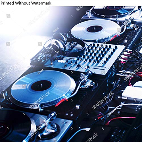 Wall Art Poster Print of Dj Mixer with Headphones at a Nightclub