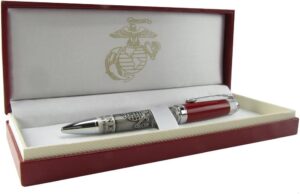 red and pewter united states marine corps usmc twist-action ballpoint pen