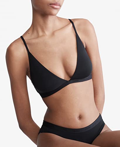 Calvin Klein Women's Form to Body Lightly Lined Triangle Bralette, Black, Medium