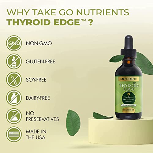 Go Nutrients Selenium 1.0 oz & Thyroid Edge 60 mL | Yeast-Free Liquid Drops, Selenium Drops, Herbal Supplements | Thyroid Support Dietary Supplements to Boost Metabolism, & Increase Levels of Iodine