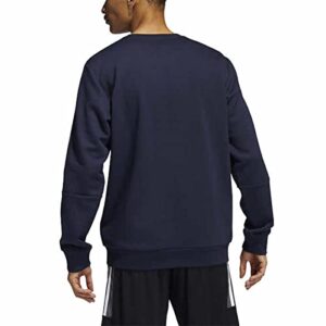 adidas Men's Long Sleeve 3 Stripe Fleece Crew Sweatshirt Pullover (as1, alpha, l, regular, regular, Legend Ink Navy)