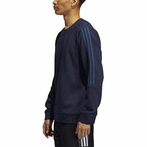 adidas Men's Long Sleeve 3 Stripe Fleece Crew Sweatshirt Pullover (as1, alpha, l, regular, regular, Legend Ink Navy)