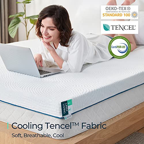 LINSY LIVING 2 Inch Memory Foam Mattress Topper California King, Gel-Infused Memory Foam for Back Pain, Soft Bed Topper Cal King Size with Tencel™ Cover, CertiPUR-US and Oeko-TEX Certified, CK Size