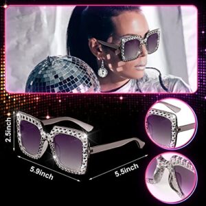 5 Pcs 1970s Disco Accessories Women Costume Disco Set Disco Ball Earrings Headband Ring and Sunglasses and Other Accessories (Fresh Style)