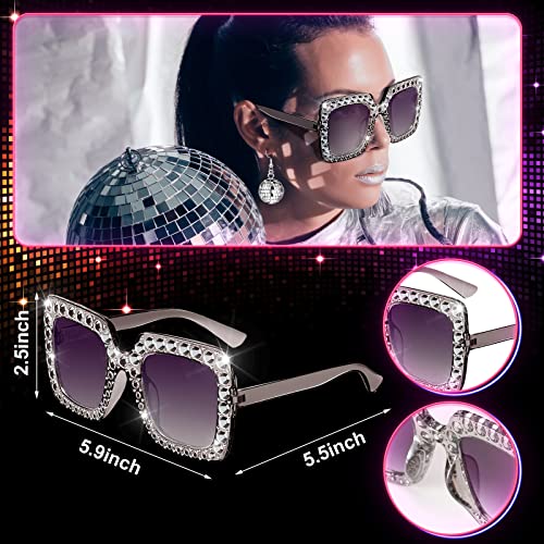 5 Pcs 1970s Disco Accessories Women Costume Disco Set Disco Ball Earrings Headband Ring and Sunglasses and Other Accessories (Fresh Style)