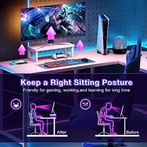 ODK L Shaped Gaming Desk, 51 Inch Computer Desk with Monitor Stand, PC Gaming Desk, Corner Desk Table for Home Office Sturdy Writing Workstation, Carbon Fiber Surface, Pink…